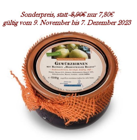 Gewürzbirnen mit Rotwein "Hohentwieler Regent" - Ralfs Lieblingsprodukt